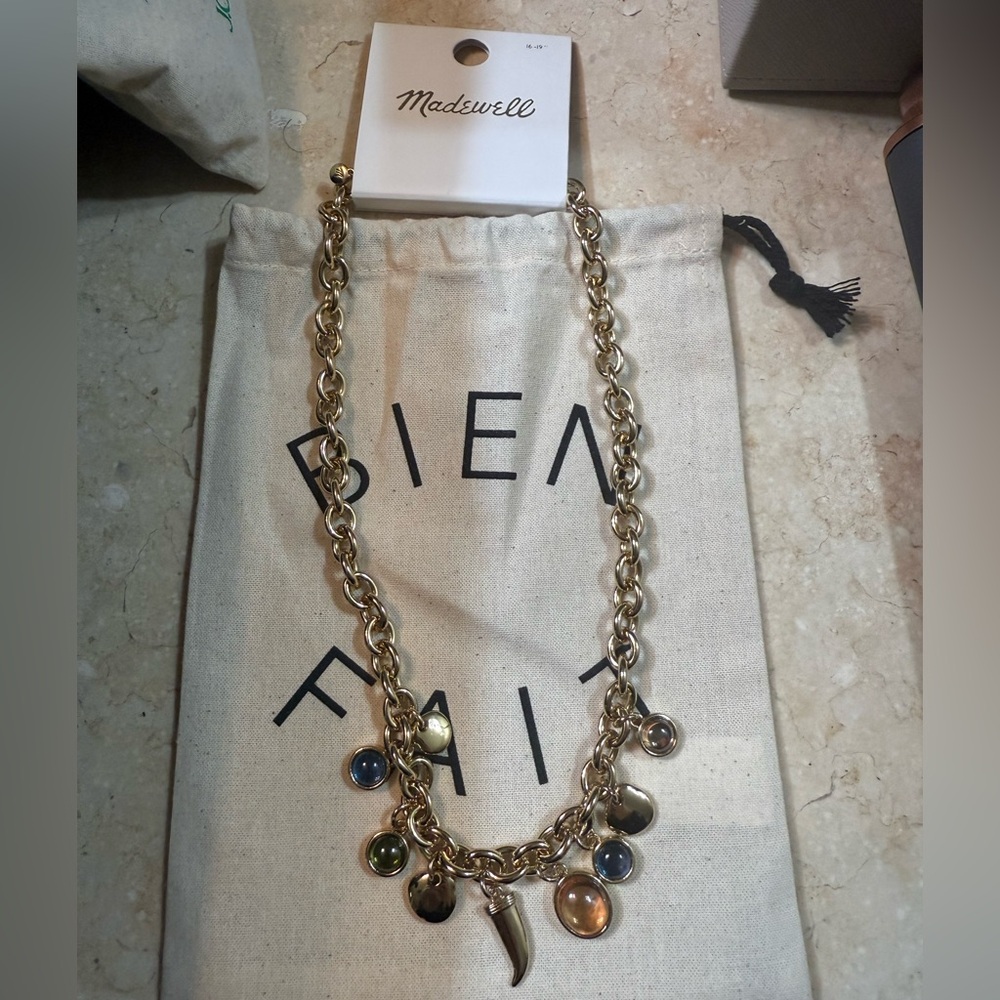 NWT Madewell Gold Multi-Color Charm Necklace